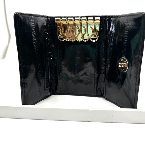 Genuine Eel Skin Key Holder Tri-Fold Small Organizer Wallet with Snap Closure - Picture 11 of 14